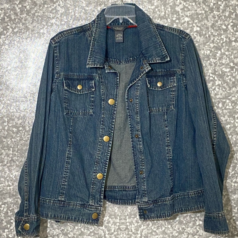 Van Heusen women’s jean jacket, blue jean jacket Large Casual Coat Western Comfy